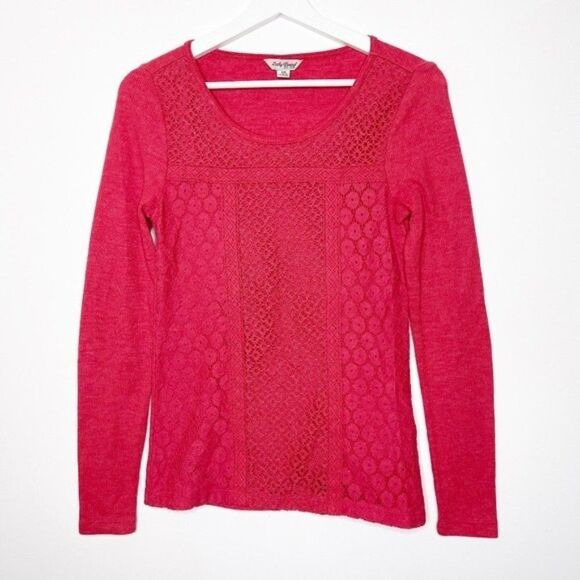 LUCKY BRAND Thermal Lace Long Sleeve Top  - Picture 1 of 8